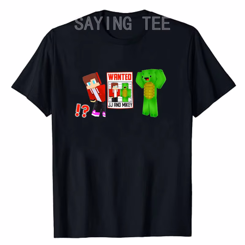 JJ and Mikey Wanted!? Premium T-Shirt Humor Funny Video Gamer Graphic Outfit Boys Fashion Saying Tee Novelty Gift