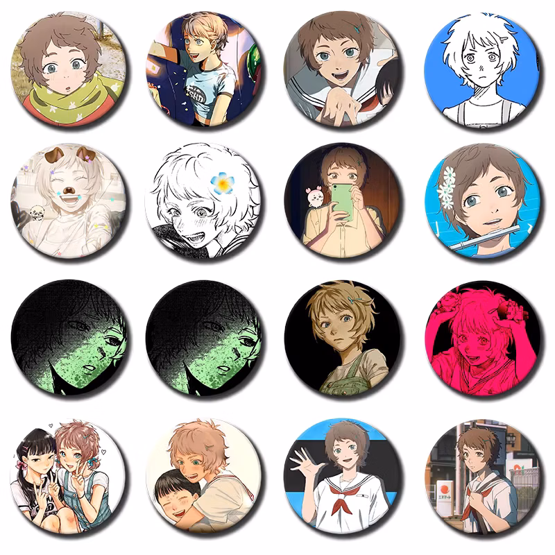 Anime Character Asako Yamagishi Badges Cartoon Cosplay The Summer Hikaru Died Badges for Bag Hat Jewelry Accessories