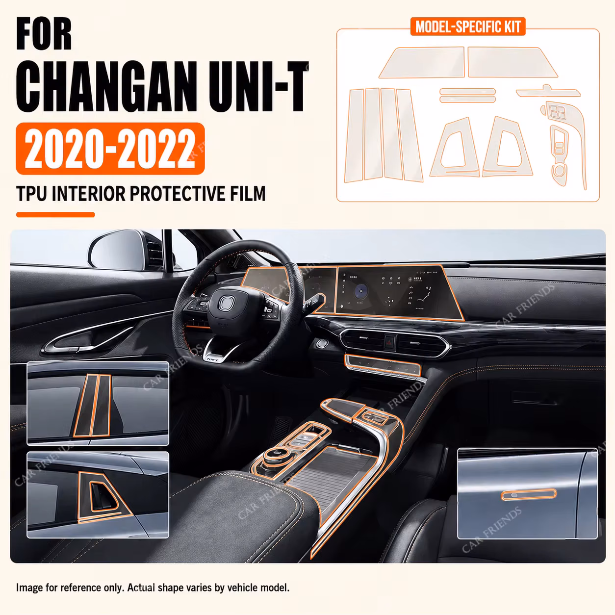 Transparent TPU Interior Trim Protective Film for Changan UNI-T 2020 2021 2022 Anti Scratch Dedicated Sticker Car