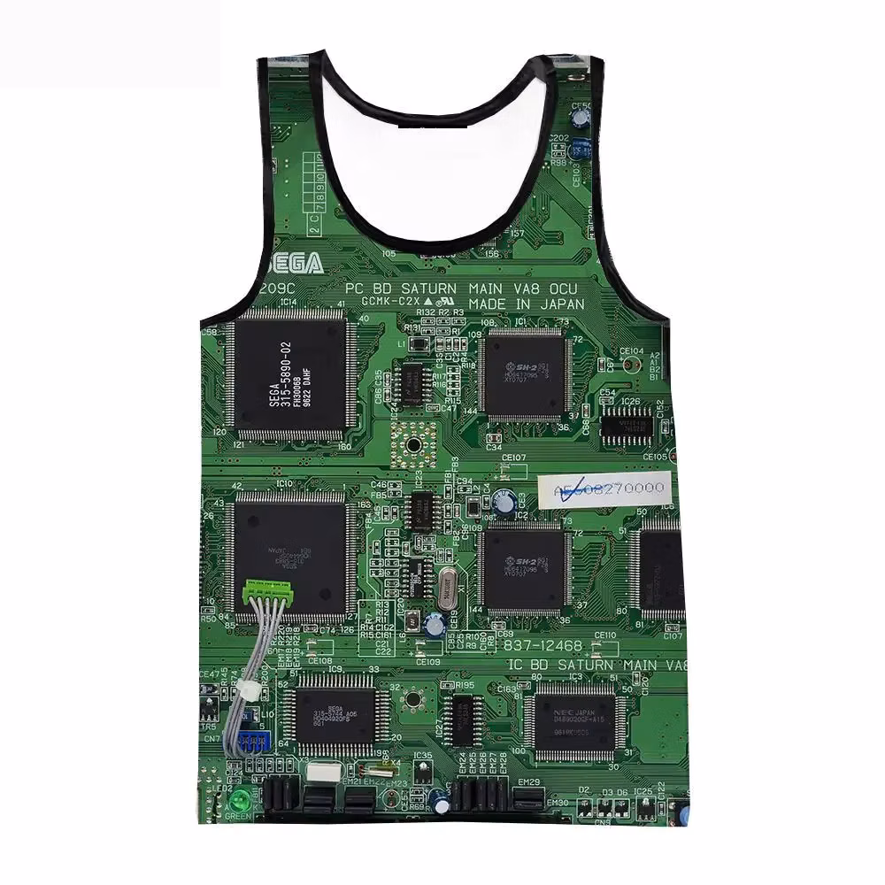 New Electronic Chip 3d Printed Vest Fashion Fun Sleeveless Adult Men Children Casual Street Style Gym Thin T-shirt