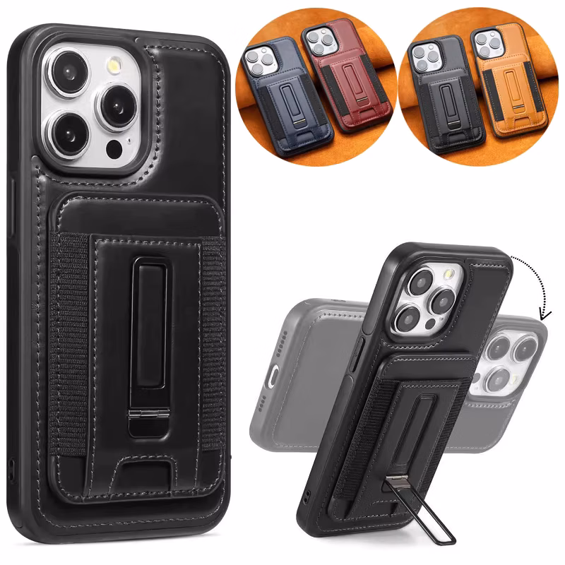Detachable Magnetic Card Cover Phone Case For iPhone 16 Pro Max 15 14 Plus 13 Pro Series With Hide Folding Holder