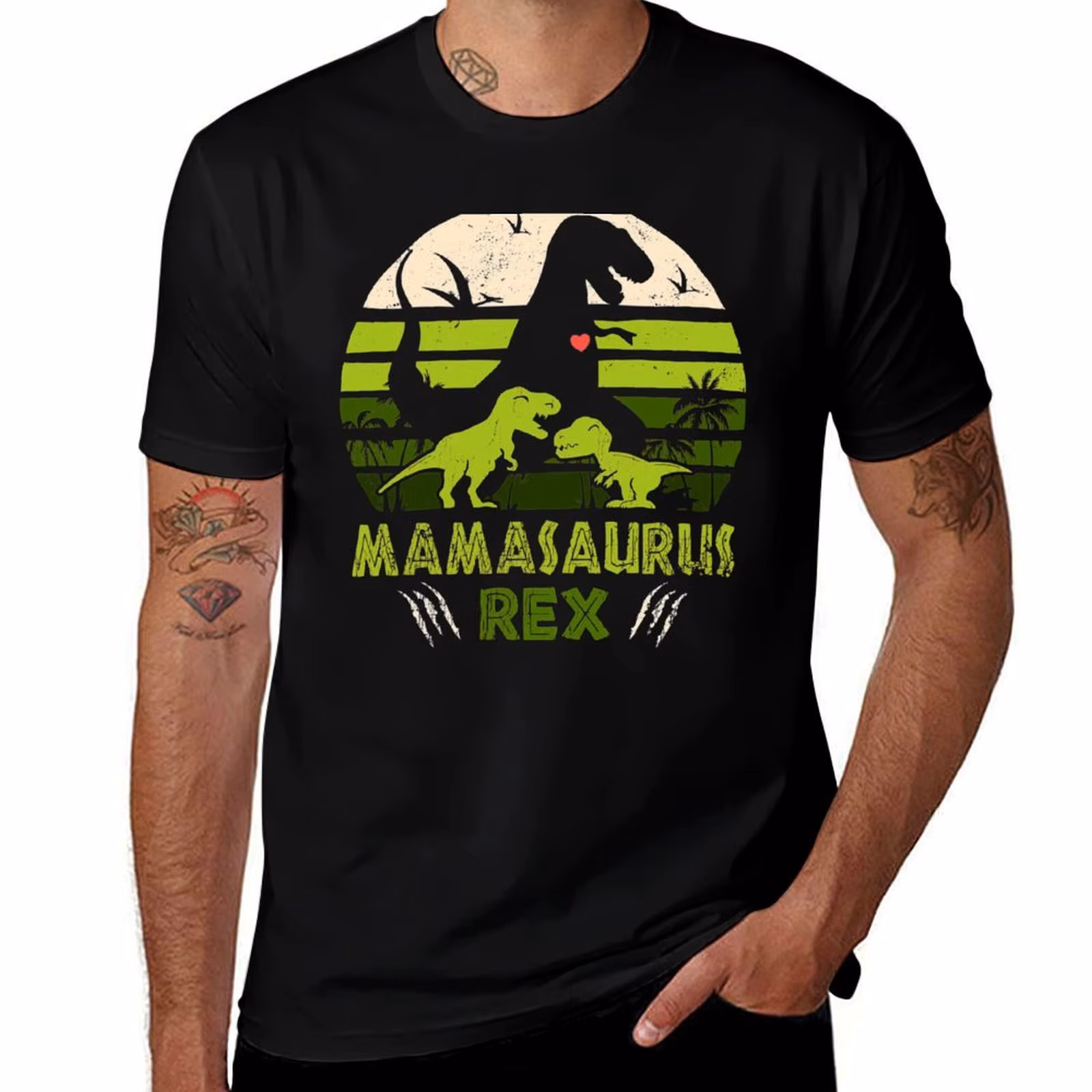 Dinosaur Mamasaurus - Rex Lover Boy Family Long Sleeve T-Shirt Relaxed Fit Casual Short Sleeve Top