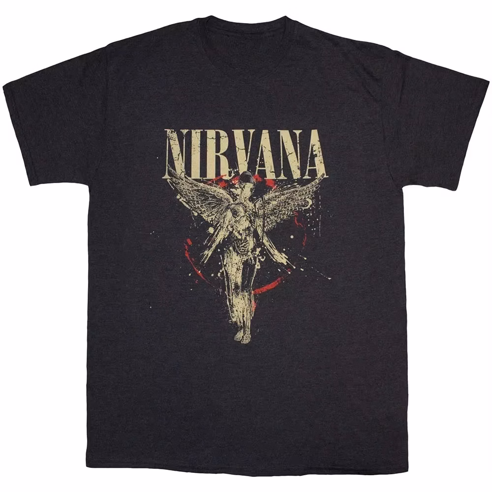 Nirvana T Shirt 2026 New Smiley Face Graphic Cotton Blend Men Women Unisex Oversized Grunge Rock Vintage Streetwear