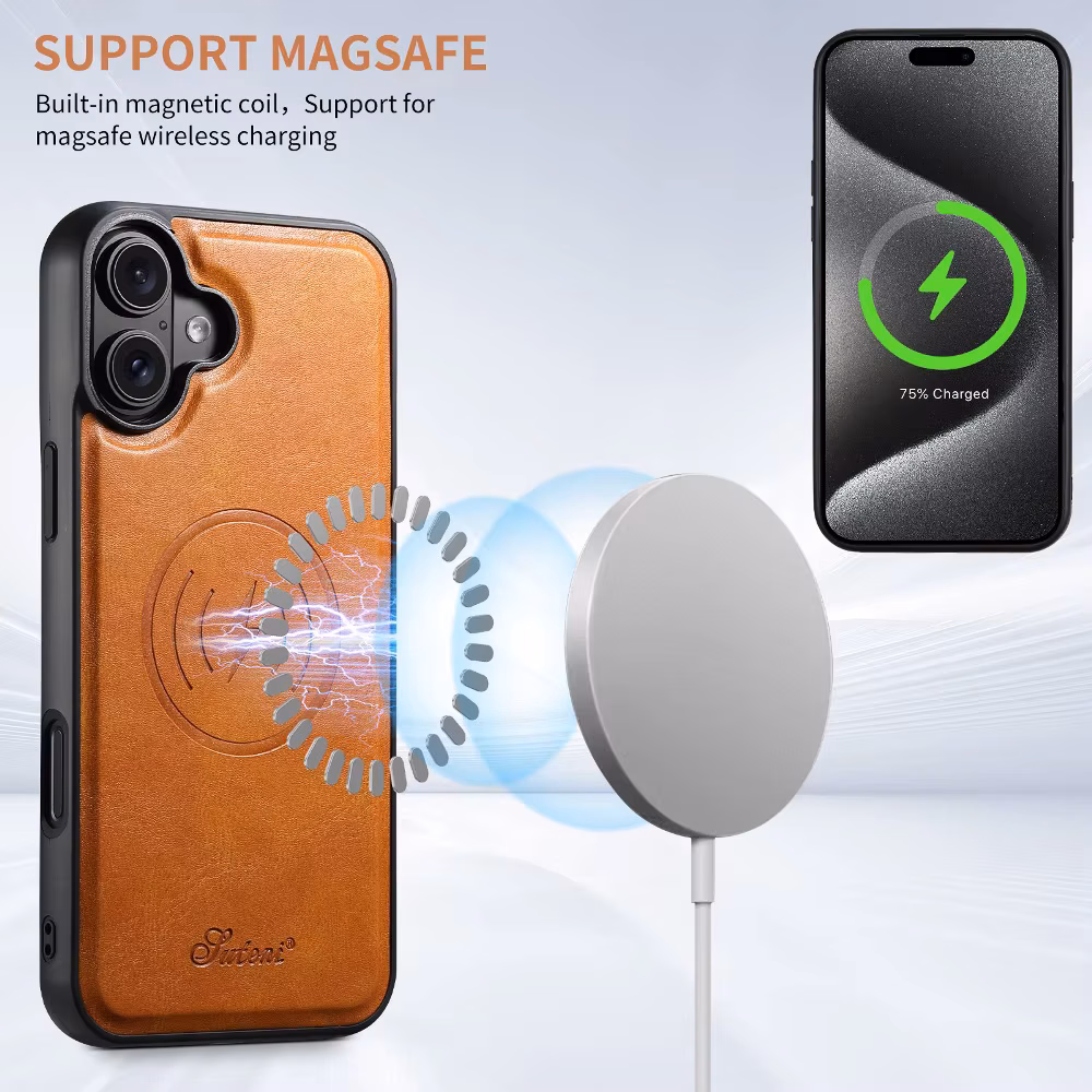 Back Magnetic Wireless Charging Phone Case for iPhone 17 Air 16 15 14 Plus 13 12 Pro Max Protective Cover