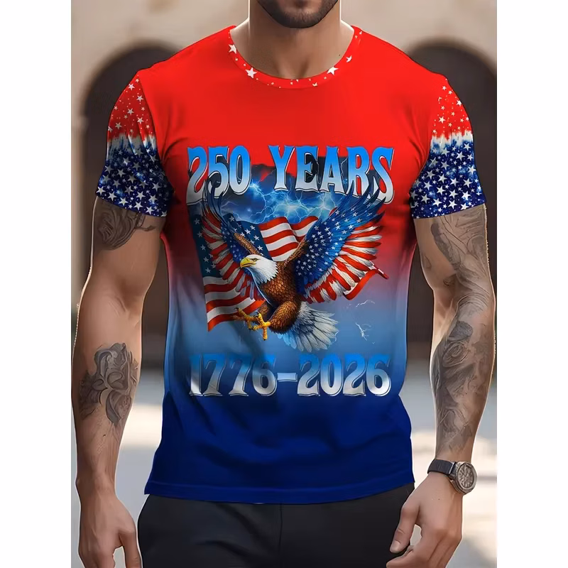 2026 Custom Patriotic T-Shirt Featuring God Bless The USA Design and American Flag Print Ideal for