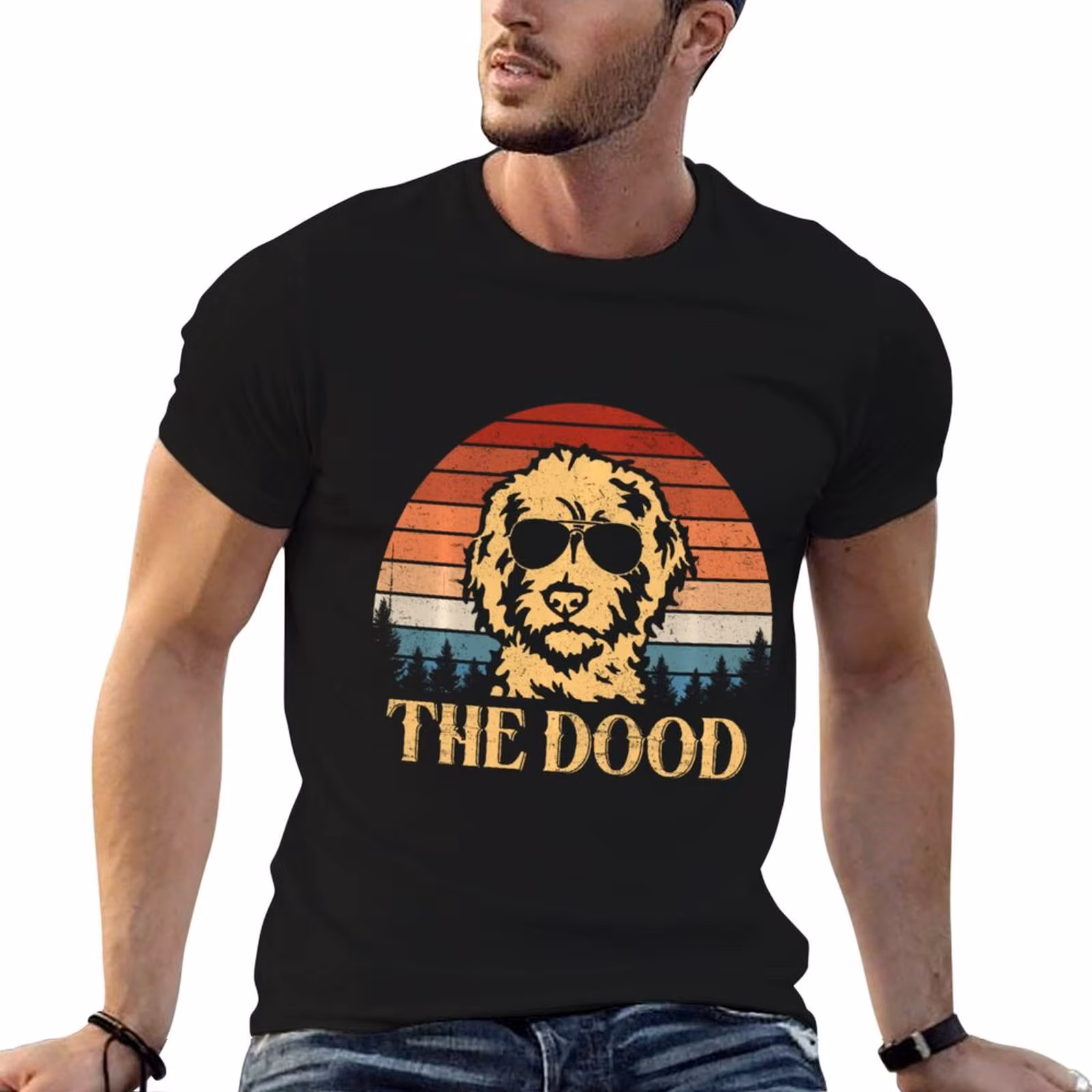 Vintage Goldendoodle The Dood Dad Mom Kids T-Shirt t shirts cotton 100% T-Shirt