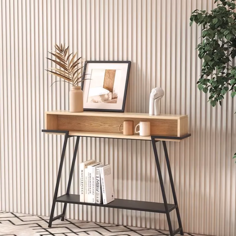 Modern entry table simple light luxury metal welding cabinet by the door long strips are several against the wall iron