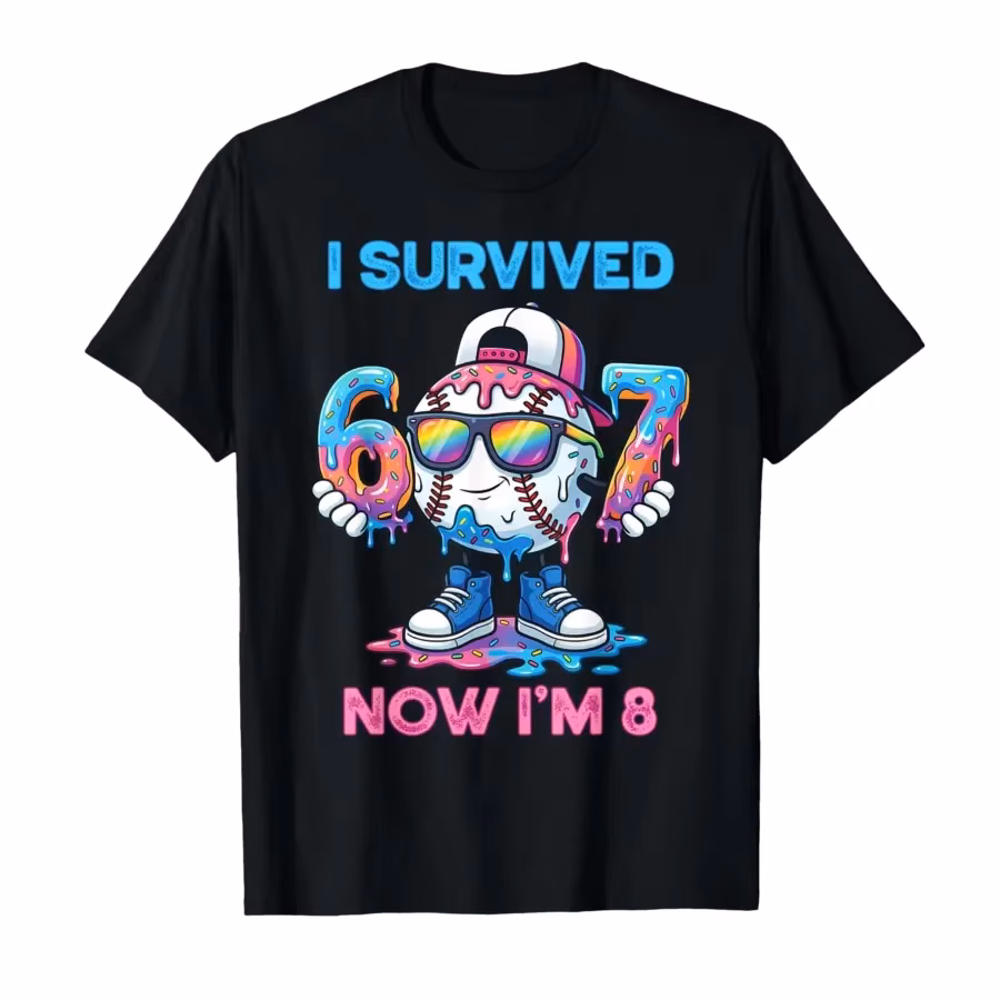 I Survived 67 Now I'm 8 Years Old Baseball Boys Sport Kids T-shirt For Men Women 100% Cotton T Shirts Short Sleeve Tops
