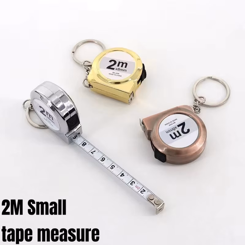 2M Mini Steel Tape Measure Keychain Metal Shell Retractable Pocket Ruler Portable Woodworking Household Measuring Tool