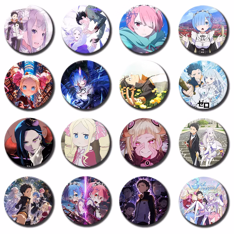 Anime Re Zero - Starting Life in Another World Brooches Cartoon Characters Badges Snap Button Pins for Backpack