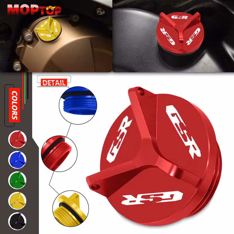 Motorcycle Accessories For GSR750 GSR400 GSR600 Aluminum Engine Oil Cup Cover Oil Filler Plug Cap Screw gsr750 gsr600