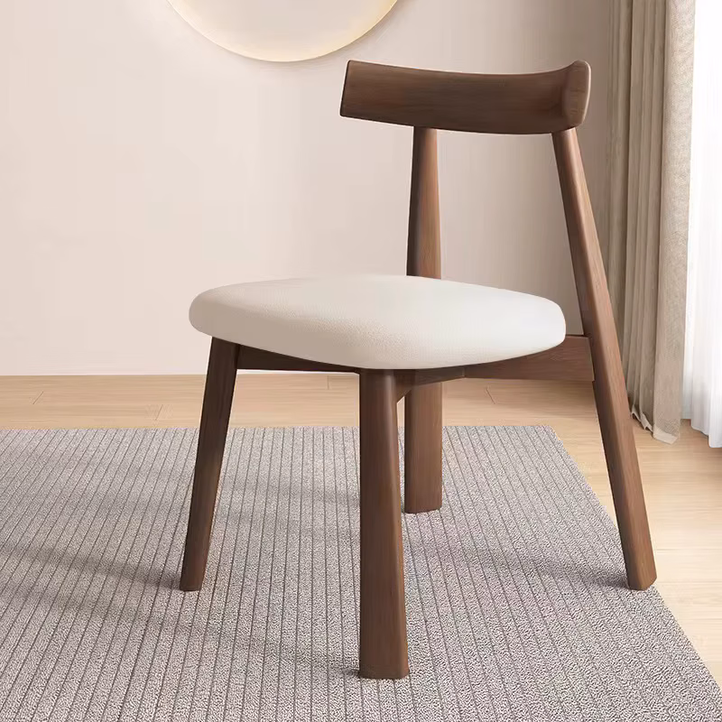 Nordic solid wood dining chair Home restaurant Back rest Horn chair Italian minimalist hotel negotiation stool furniture