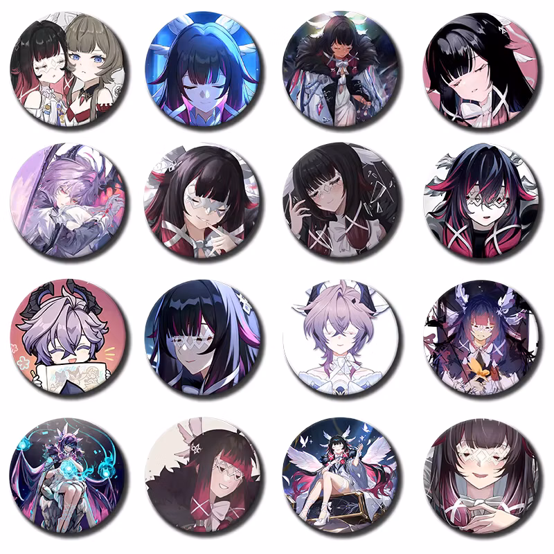 58mm G-Genshin Impact Anime Game Button Pins Cartoon Figure Durin Columbina Lohen Badges Backpack Hat Brooch Cosplay