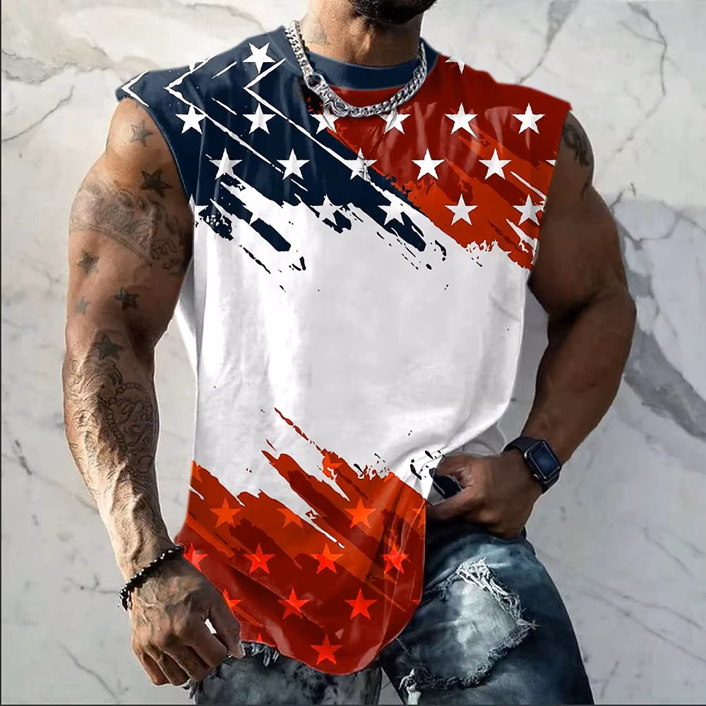 Patriot American Flag 3D print sleeveless Men's T-shirt spring summer breathable fitness Outdoor leisure t-shirts and