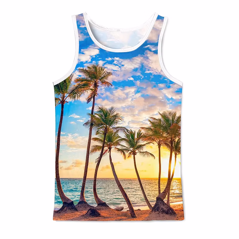 New Summer Graffiti Coconut Tree 3d Printed Vest Adults Kids Casual Street Fashion Beach Sleeveless Tops Gym Men
