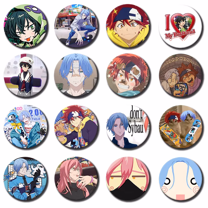 Anime S-SK8 The Infinity Pin Cartoon Figure Langa Reki Badge Custom Round Brooch on Clothes Bag Accessories Gifts for