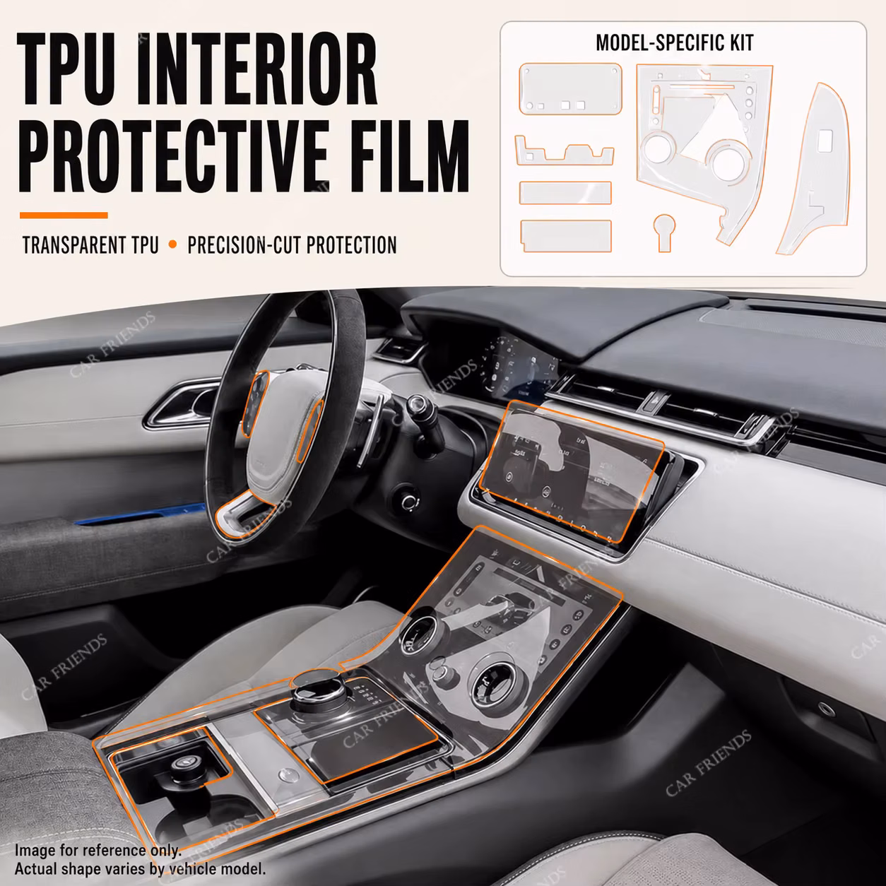 For Land Rover Velar 2019-2021 Transparent TPU Interior Protective Film for Gear Panel Navigation Screen