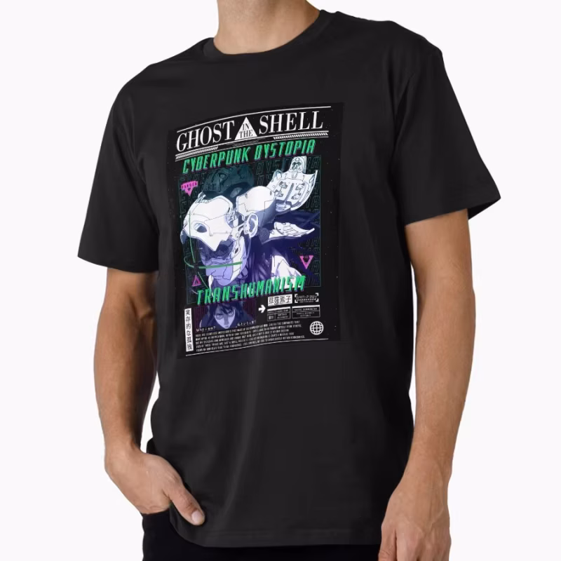 Ghost in the Shell Cyborg Girl Motoko Anime T Shirt 0611 Cyberpunk Tachikoma Graphic Tee Sci-Fi Aesthetic Y2K clothes