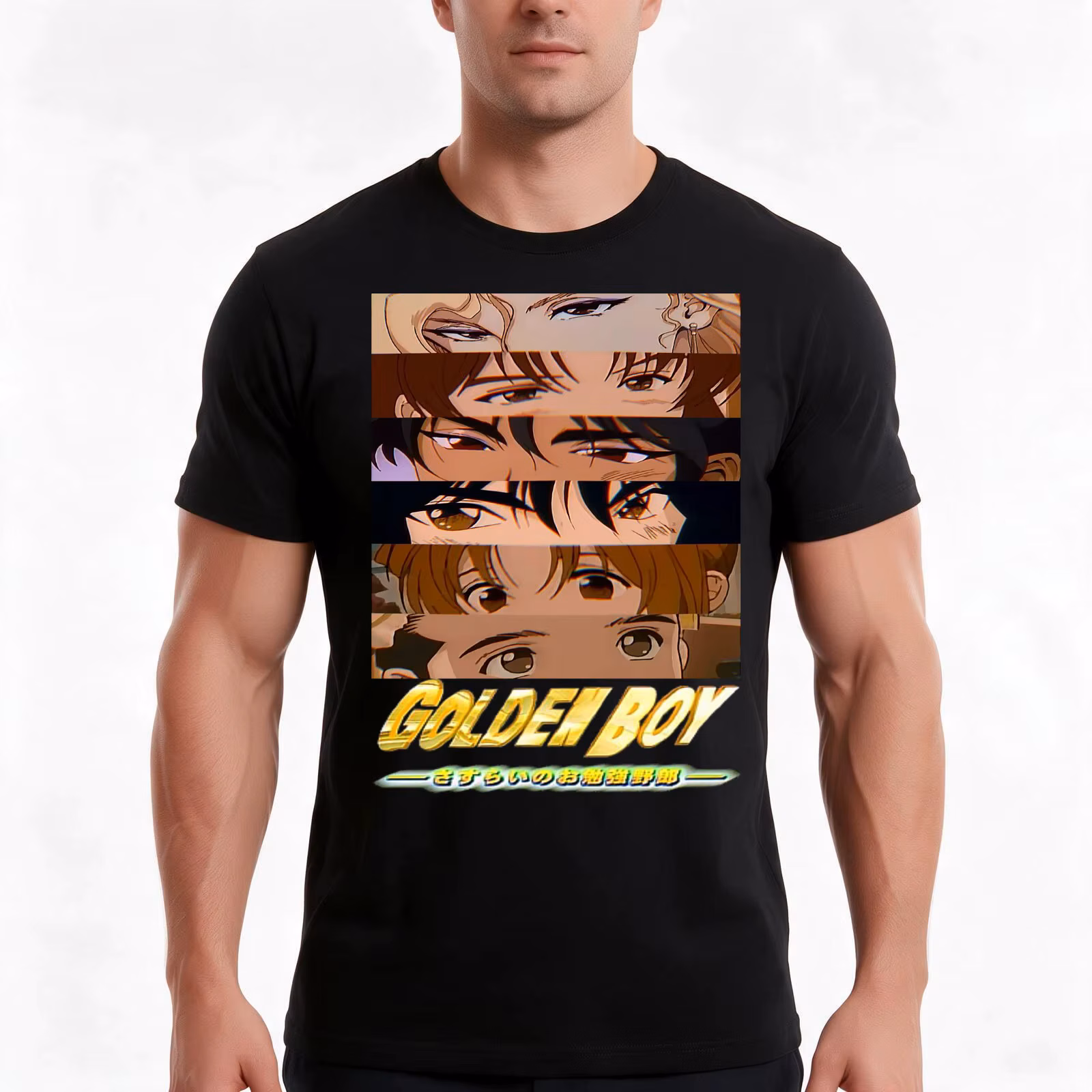 Golden Boy T-Shirt, Summer Casual Cotton Tee, Oversized Streetwear Tops, Vintage Graphic Print, Loose Fit Short Sleeve