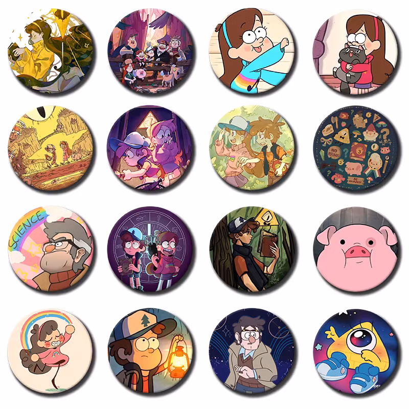 Creative Anime G-Gravity F-Falls Brooch Funny Mabel Pines Dipper Pines Badge Fashion Lapel Pin Backpack Hat Clothes