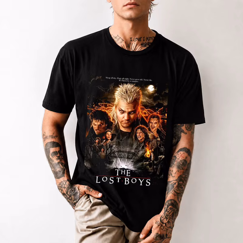 Vintage Horror Vampire Movie The lost boys Scary Halloween Gift T shirt 0521 Santa Carla boys Graphic Clothes US size