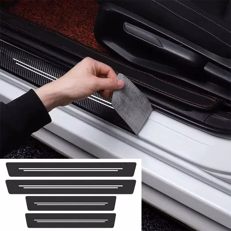 New Universal Imitation Carbon Fiber Leather Car Door Sill Protection Strip Tough And Durable Decorative Car Sticker