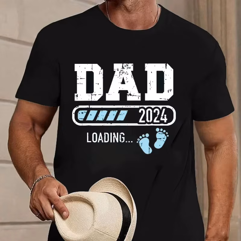 Funny Dad 2025 Loading for Pregnancy Announcement T Shirt New Baby Family Cotton Streetwear Father Days Gifts T-shirt