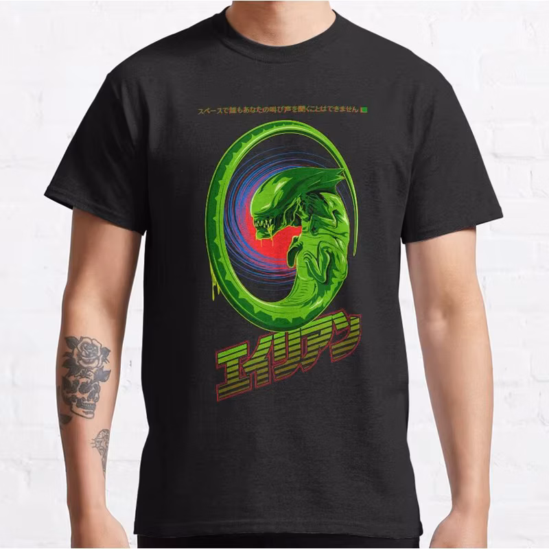 Alien Queen Baby Movie Graphic T‑Shirt Vintage Sci‑Fi Horror Xenomorph Print Tee Unisex Short Sleeve Casual Streetwear