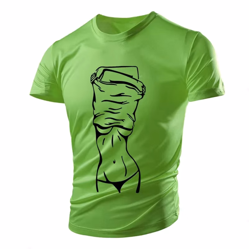 New Summer Funny Stripping Women's Casual Men's T-shirt Breathable Light Translucent Sports Quick-drying Short-sleeved