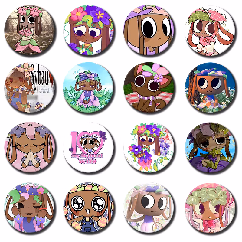 1PC D-Dandys Game World Pin Tinplate Round Brooch Cartoon Game Character Bassie Nijigen Otaku Cosplay Culture Badges