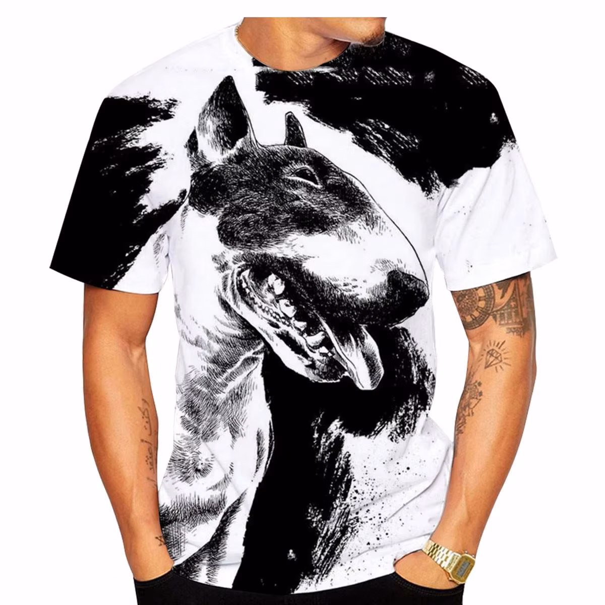 Fashion Bull Terrier 3d Printing Men's And Women's T-shirt Casual Pet Dog Pattern Street Style Lightweight Breathable