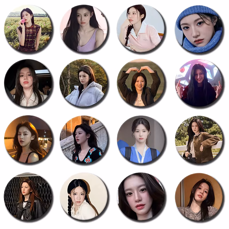 58mm Korean Girl Go Youn Jung Enamel Pins Round Brooches Character Badges for Clothes Decoration Backpack Accessories
