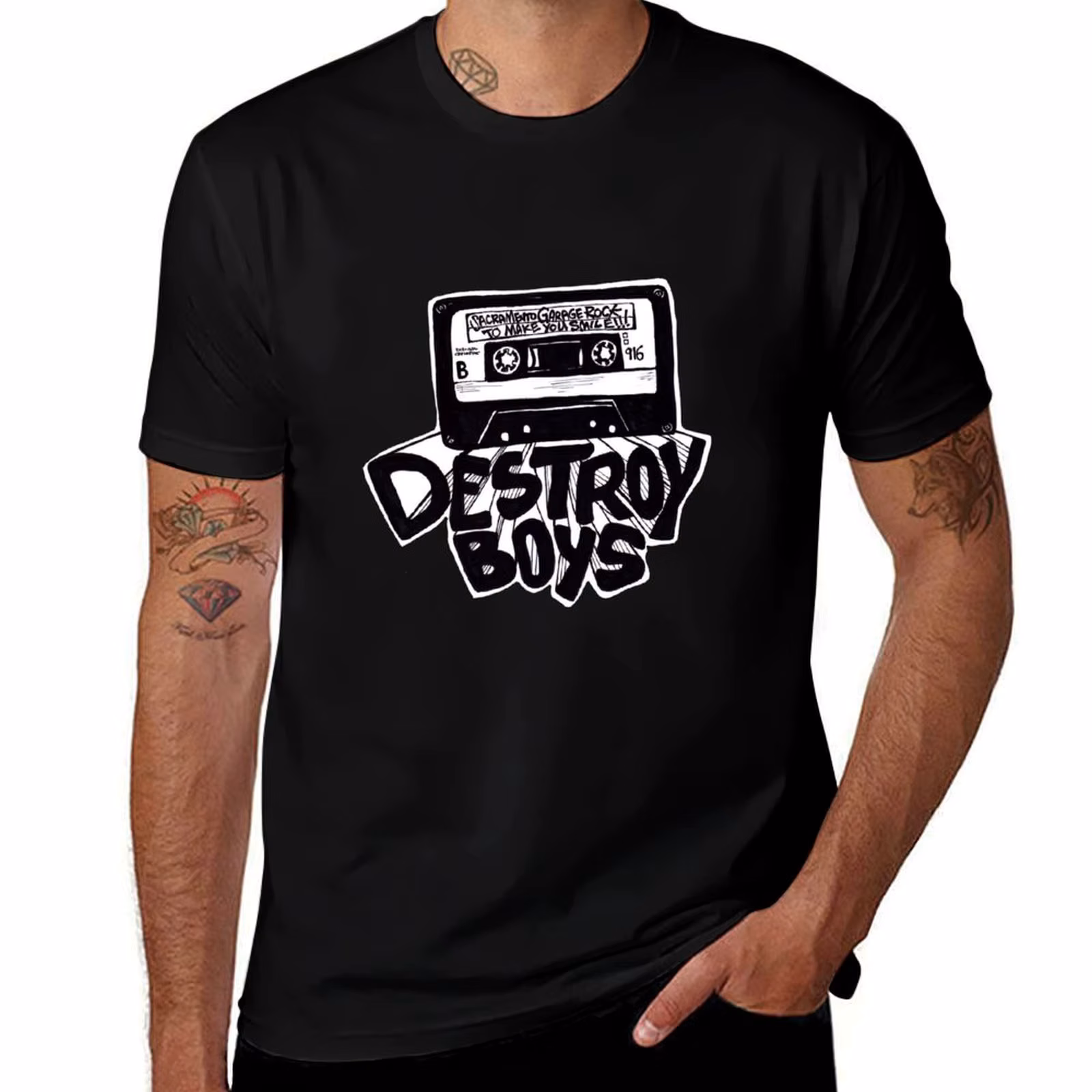 Destroy Boys Logo white T-Shirt Light Athletic Short Sleeve Tee Shirt T-Shirt
