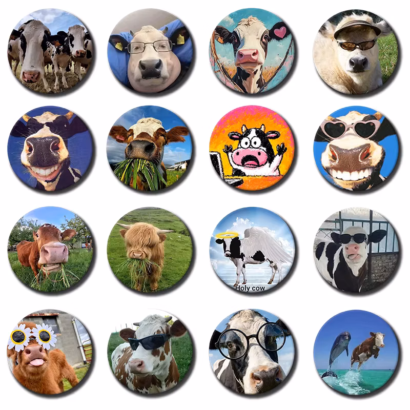 58mm Coquette Kawaii Ox Meme Button Pin Funny Oxs Memes Brooch Badge Bag Decor Accessories Friends Gifts 1PC