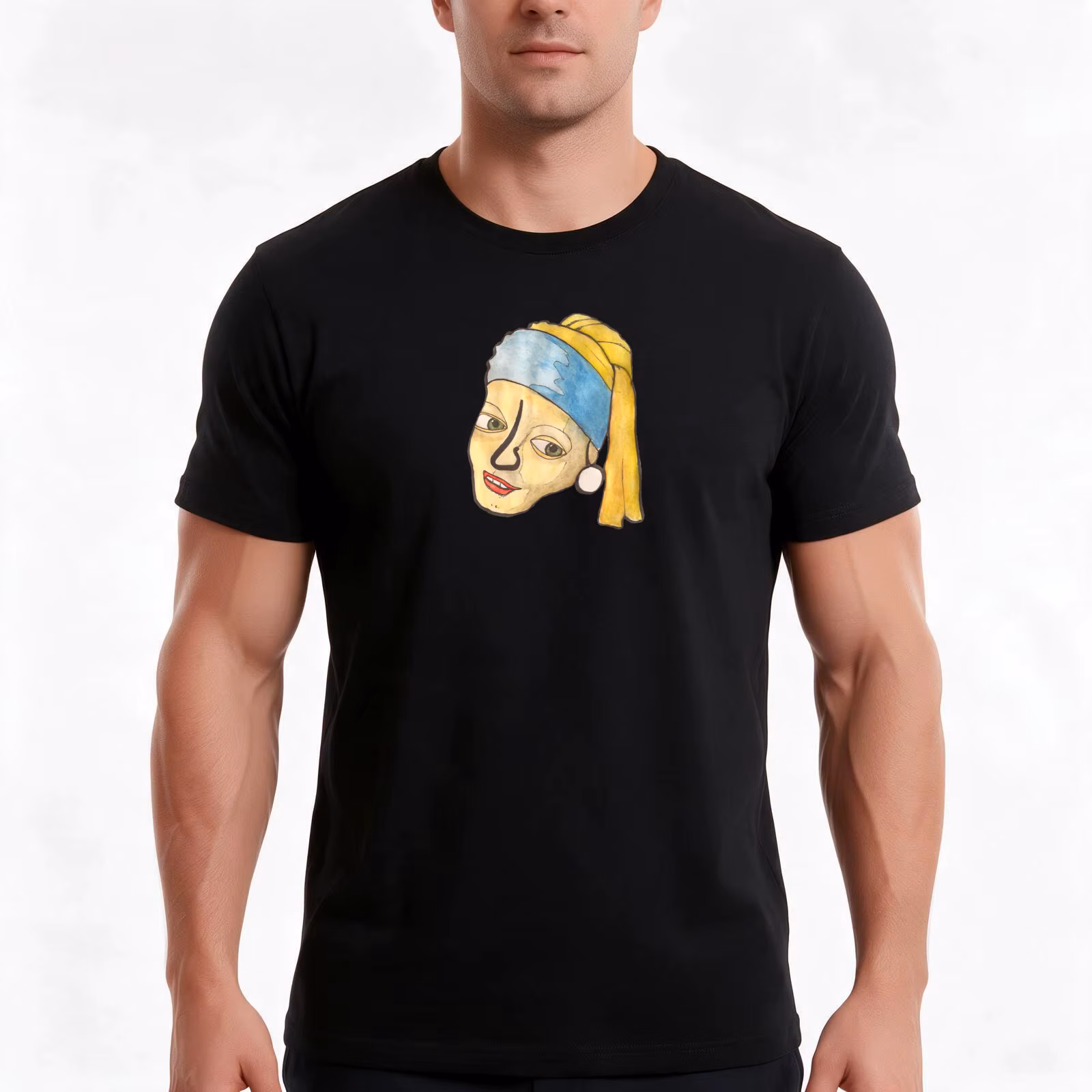Girl With the Pearl Earring T-Shirt, Summer Casual Cotton Tee, Oversized Streetwear Tops, Vintage Graphic Print, 100%