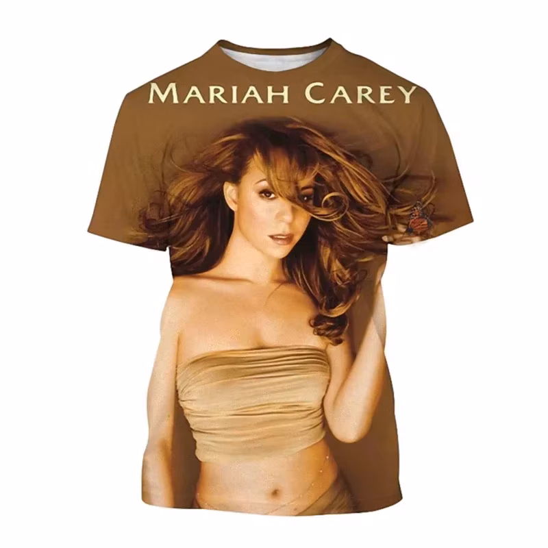 Mariah Carey Short Sleeve Summer T-Shirts with 3D Print , Casual Breathable Fashion Urban Hip-Hop Top
