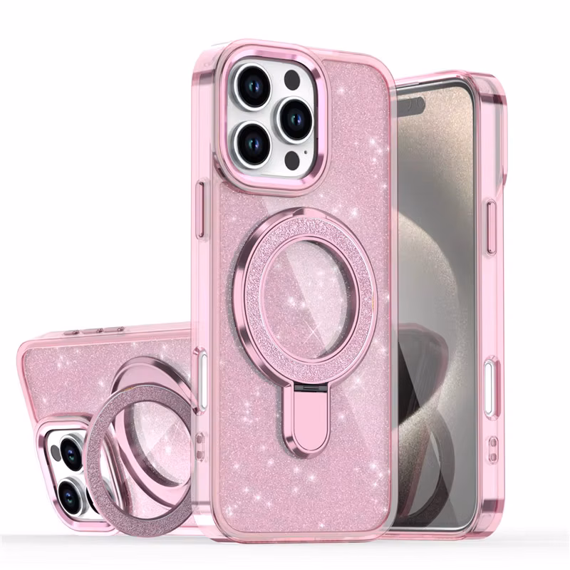 Fashion Support Magnetic Charging Phone Case for iPhone Air 16e 15 14 Plus 13 12 11 17 Pro Max With Back Rotating