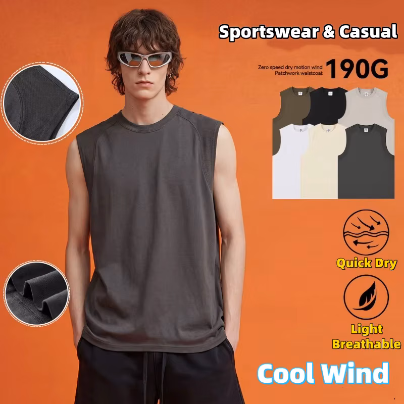 Youth Boy Quick Dry Tank Tops Popular Trendy American Style Retro Sleeveless Unisex Sportswear Breathable Ice Cool Feel
