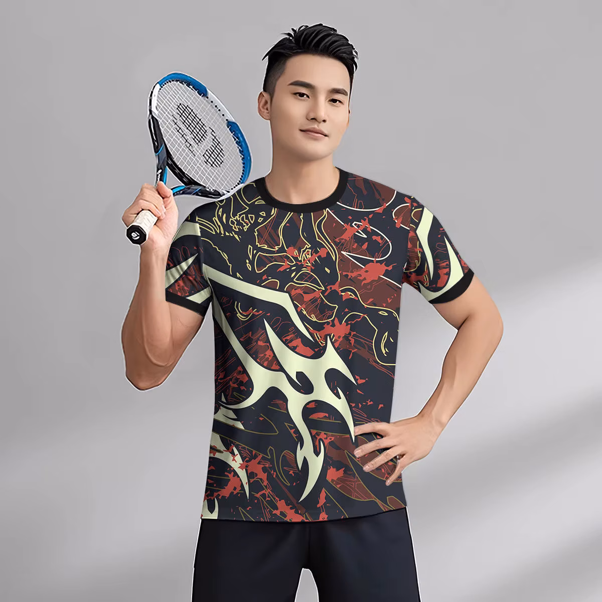 Fashion Quick Dry Breathable Men's T Shirt Outdoor Badminton Tennis Sports Jerseys Casual O-neck Short Sleeve Summer