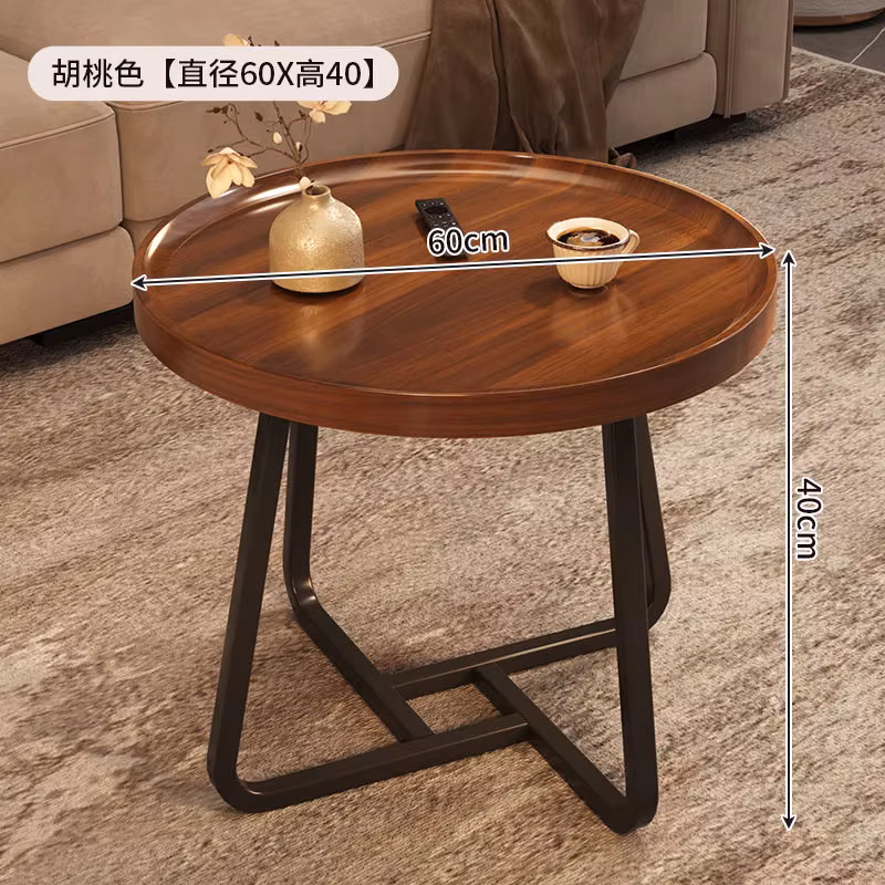 Wood Coffee table family small apartment sofa side living room tables round balcony bedroom bedside tea table shelf