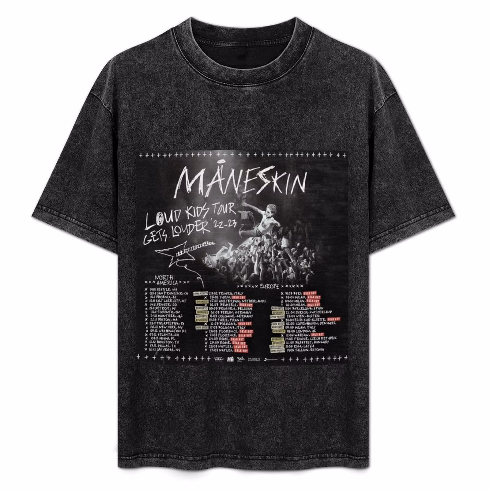 Loud kids tour gets louder m?neskin T-Shirt Daily Work Short Sleeve Top
