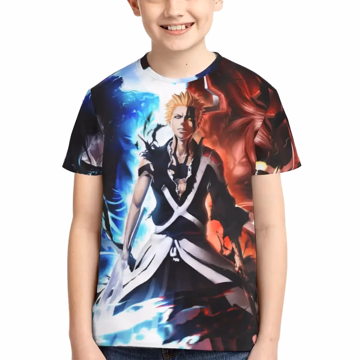 Anime Bleach Kurosaki Ichigo T Shirt - Short Sleeve Crew Neck Soft Fitted Tee Shirts for Teen Girl & Boy