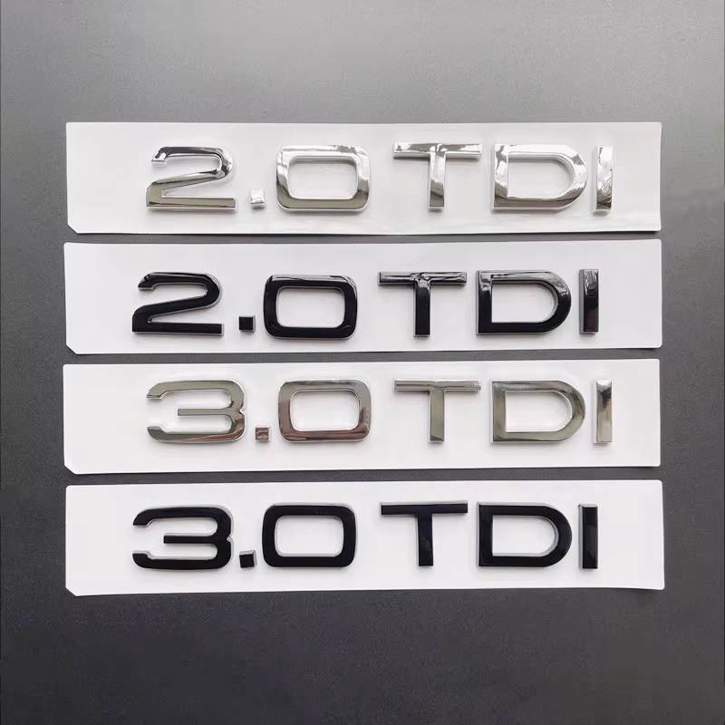 3D ABS Chrome Black 2.0 TDI 3.0 TDI Letters Rear Boot Trunk Logo Badge Emblem Sticker Decal For Audi A3 A4 A5 A6 Q3 Q5