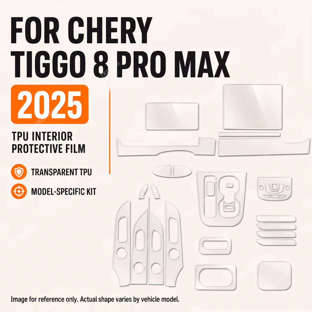 For Chery Tiggo 8 Pro Max 2025 Car Panel Transparent TPU Interior Protective Sticker Dashboard Anti-Scratch Cover