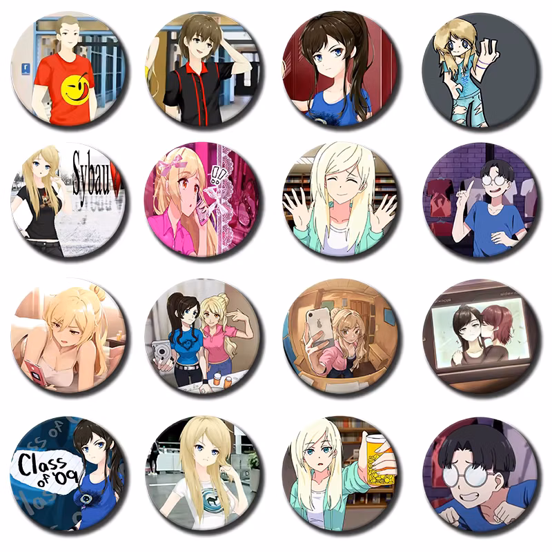 Game Class of 09 Anime Soft Button Pins Character Jecka Nicole Emily Ari Brooch Round Badge Backpack Clothing