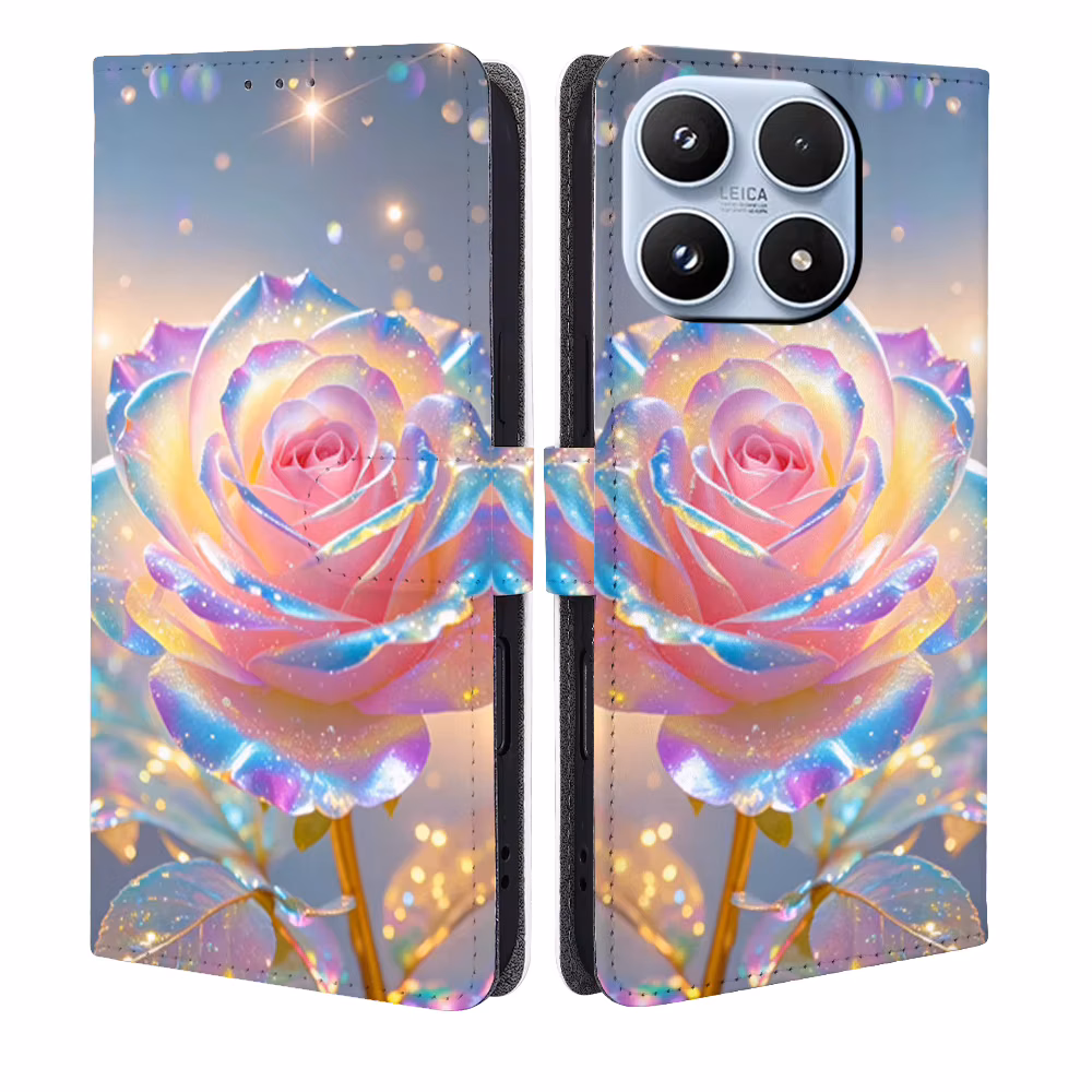 Colorful Flowers Magnetic Flip Phone Cover for Xiaomi Civi2 3 4 5 CC9 Pro with Built-in Wallet Card Slots
