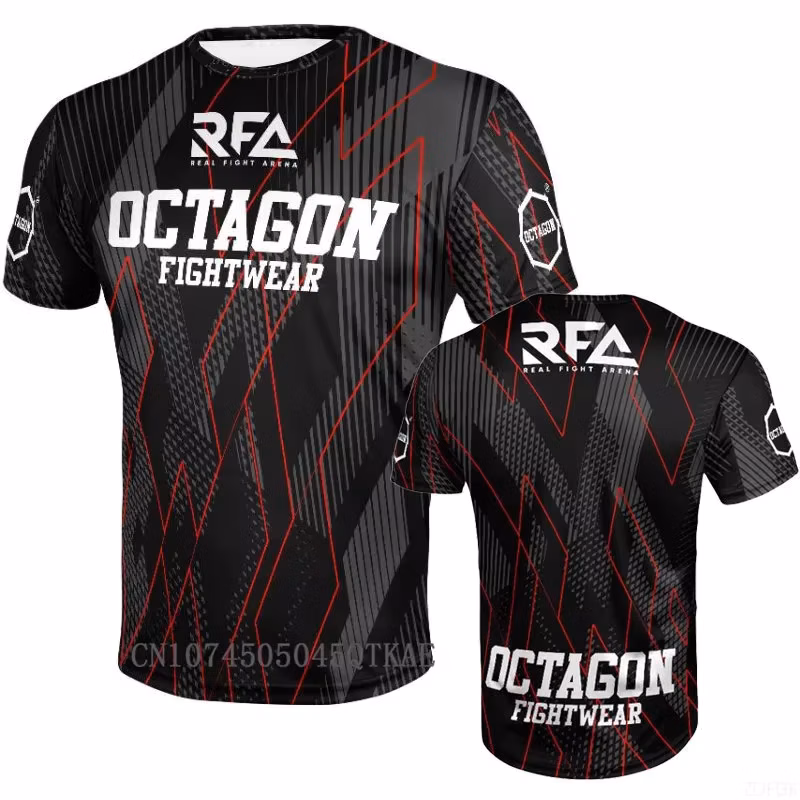 Octagon x RFA Fight wear Jersey Unisex Kid 3D Print Breathable Mesh O-Neck Short Sleeve Breathable quick drying Casual