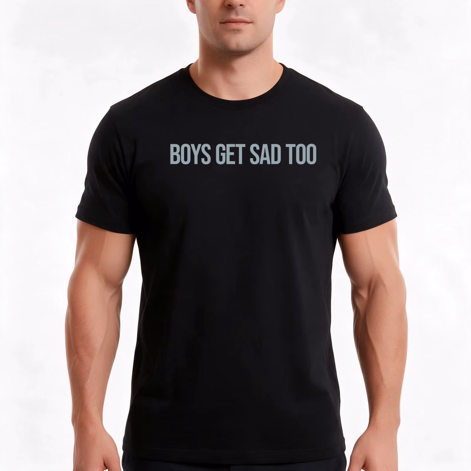 Boys get sad too T-Shirt, Summer Casual Cotton Tee, Oversized Streetwear Tops, Vintage Graphic Print, Loose Fit Short