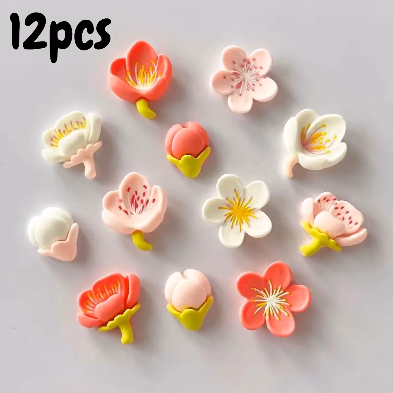 12pcs Pink Flower Fridge Magnet,Creative Resin Magnetic Refrigerator Sticker,Cute Magnets Home Decor,Whiteboard Message