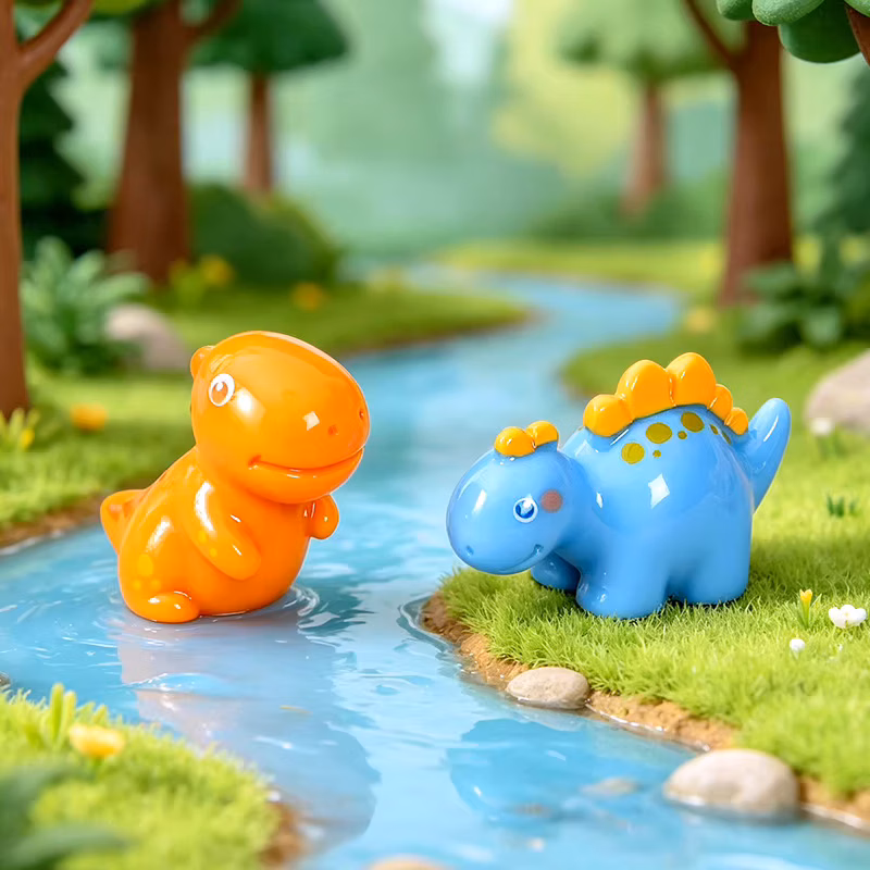 C9 6pcs Color Glossy Little Dinosaur Figures Miniature Micro Decorations for Party Fairy Gardens DIY Dollhouse Decor